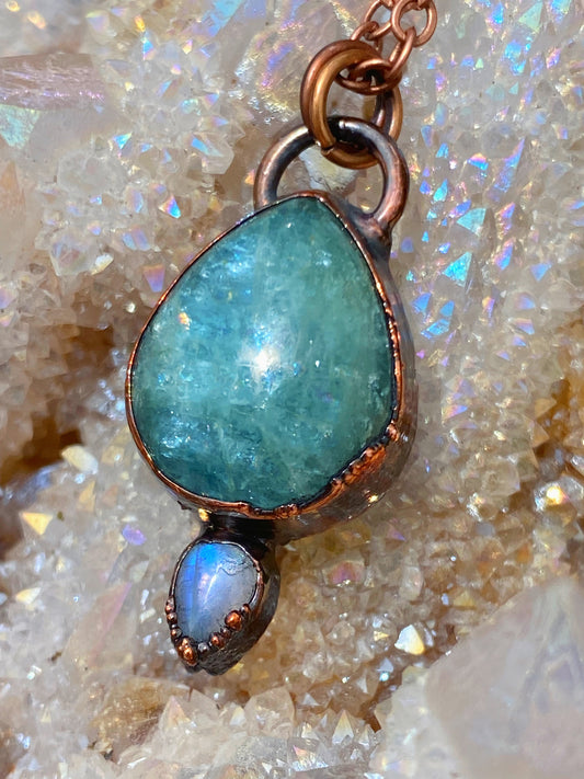 Aquamarine and Moonstone Pendant