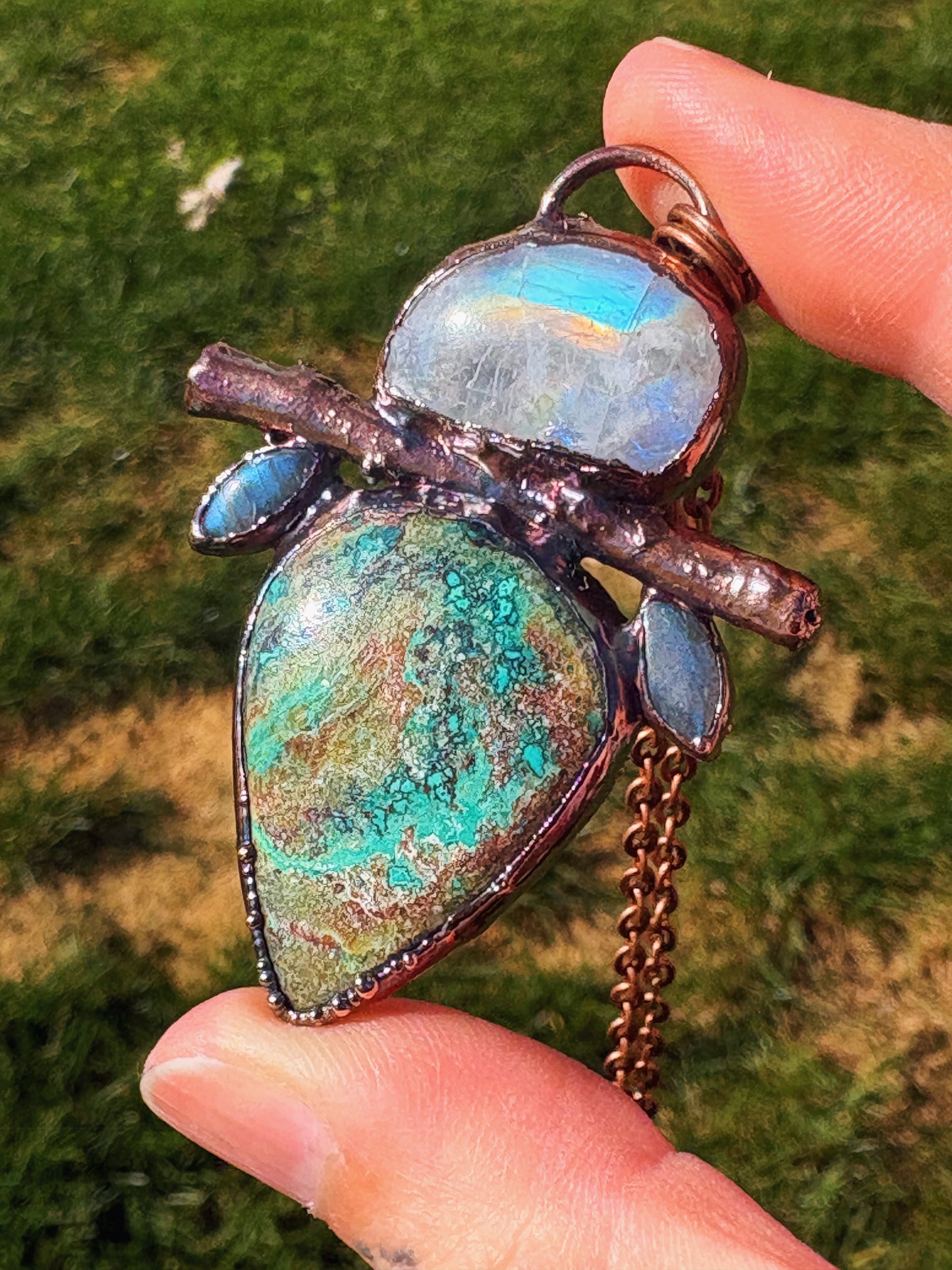 Turquoise and Moonstone Pendant