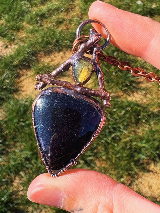 Garnet and Labradorite Pendant